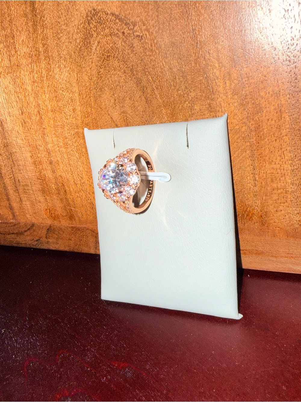 Rose Gold Cubic Zirconia Halo Ring - Sparkling Clear Stones